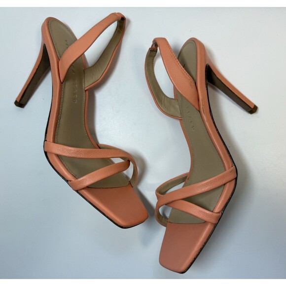 Veronica Beard Analita Leather Slingback Strappy Sandals In Peach Coral Sz 6.5 - Picture 4 of 8